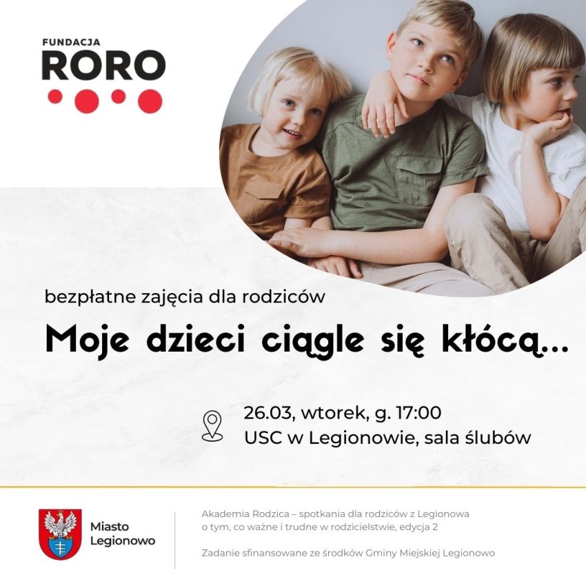 Plakat informujący o bezpłatnych warsztatach dla rodziców
