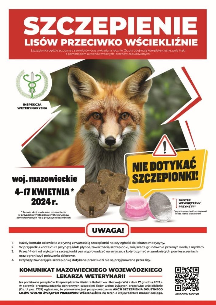 Plakat informujący o szczepieniu lisów